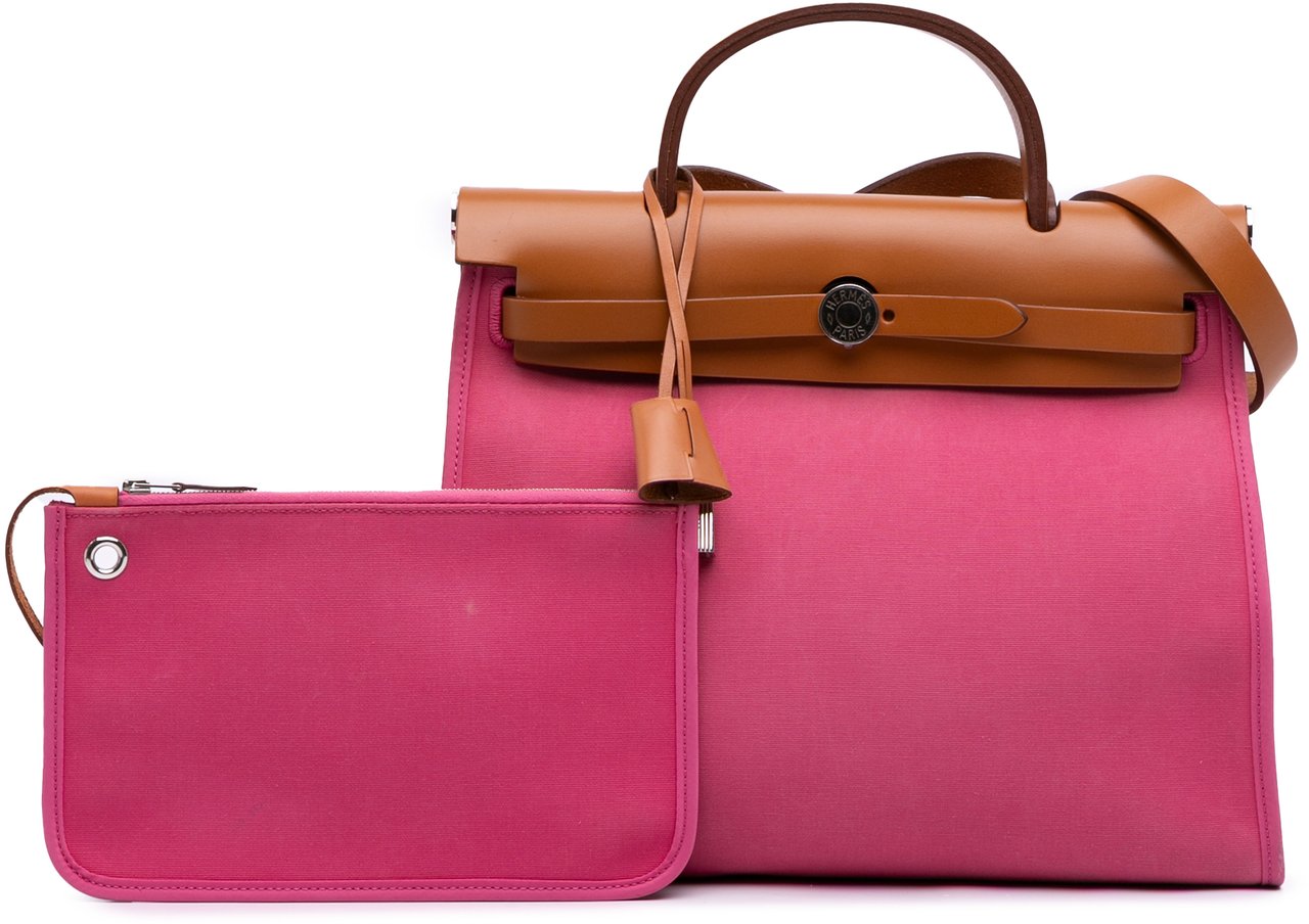 Hermès Toile Herbag Zip 31 Roze