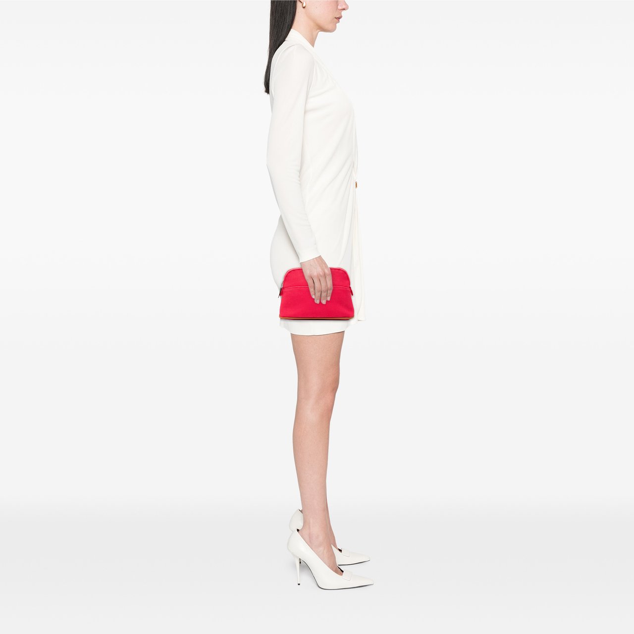 Hermès Toile Bolide Trousse De Voyage Pouch PM Roze