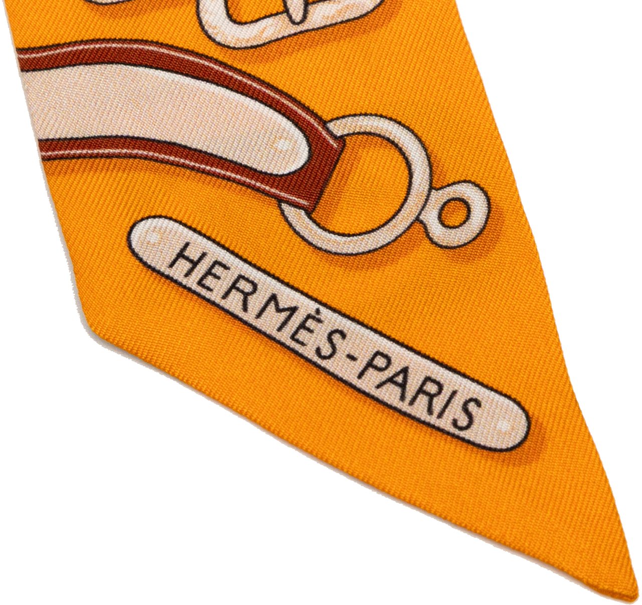 Hermès Harnais Des Presidents Twilly Silk Scarf Oranje