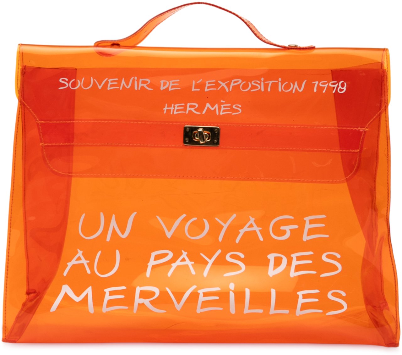 Hermès Vinyl Souvenir De L Exposition Kelly Handbag Oranje