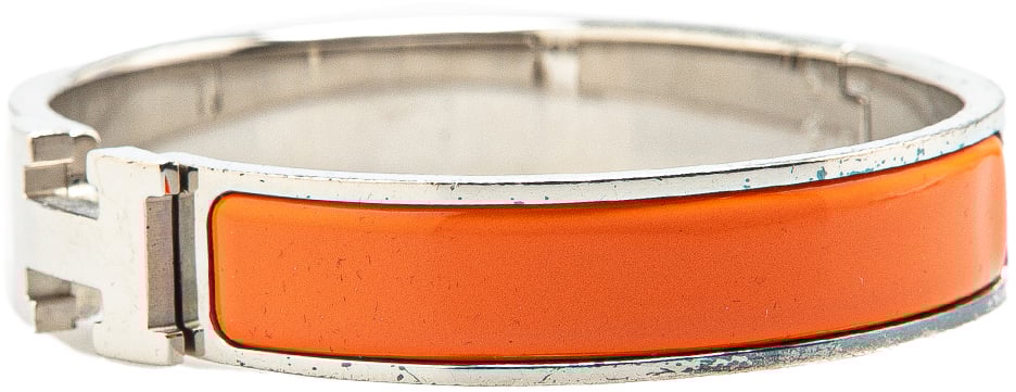 Hermès Narrow Enamel Clic H Bracelet PM Oranje