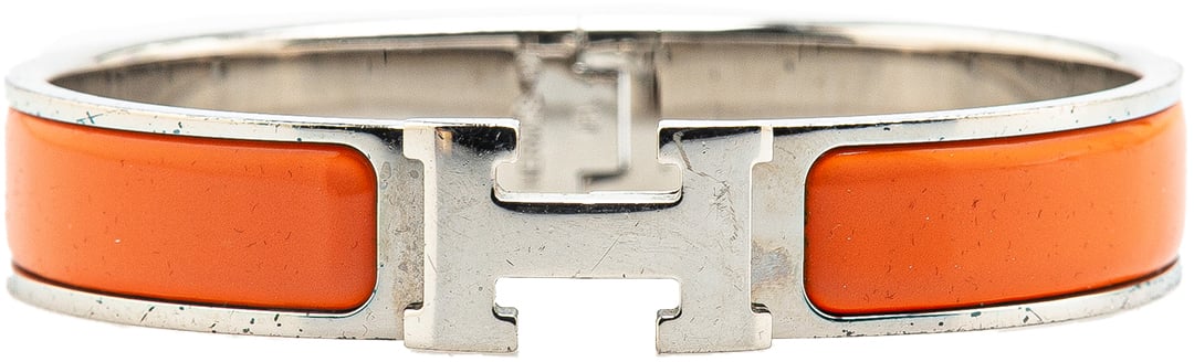 Hermès Narrow Enamel Clic H Bracelet PM Oranje