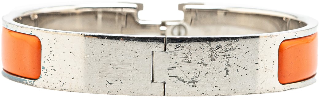 Hermès Narrow Enamel Clic H Bracelet PM Oranje