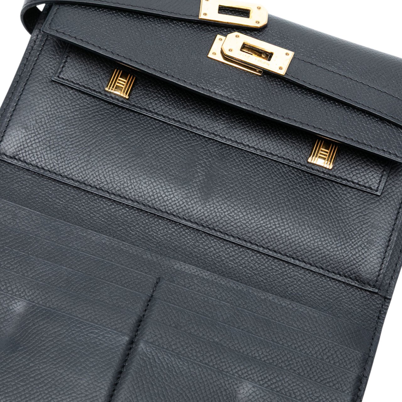 Hermès Epsom Kelly Trifold Long Wallet Zwart