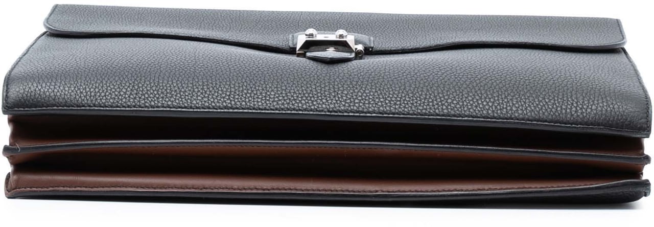 Hermès Togo and Swift Sac A Depeches Verso 38 Zwart