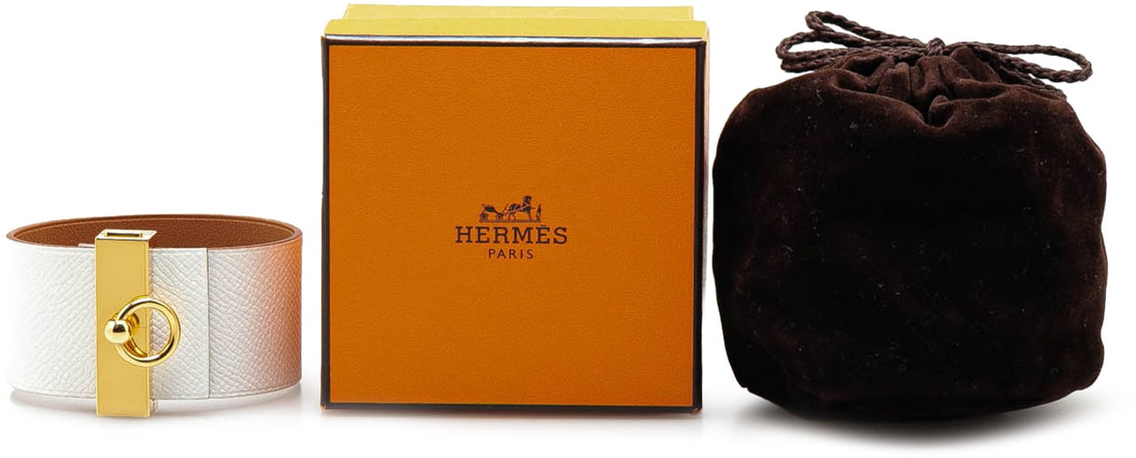 Hermès Bicolor Epsom Reversible Illusion Bracelet MM Wit