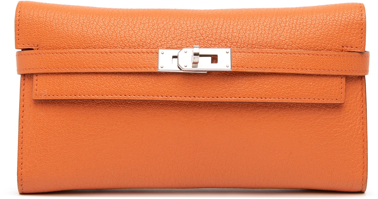 Hermès Chevre Mysore Kelly Longue Wallet Oranje