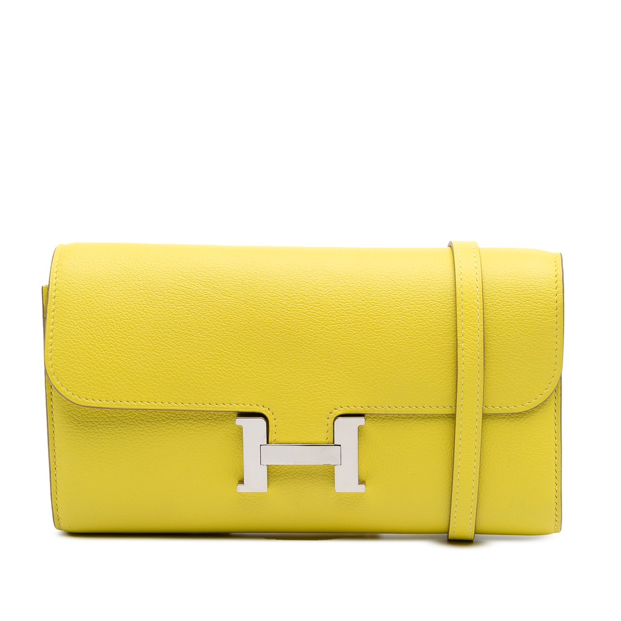 Hermès Evercolor Constance Wallet To Go Geel
