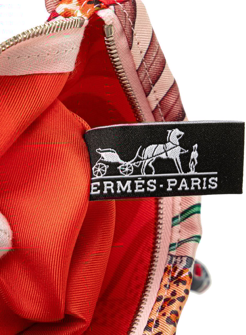 Hermès Silk La Marche Du Zambeze Silky City Pouch Roze