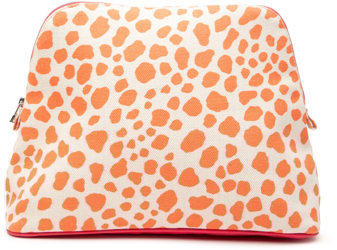 Hermès Printed Toile Bolide Trousse de Voyage GM Wit