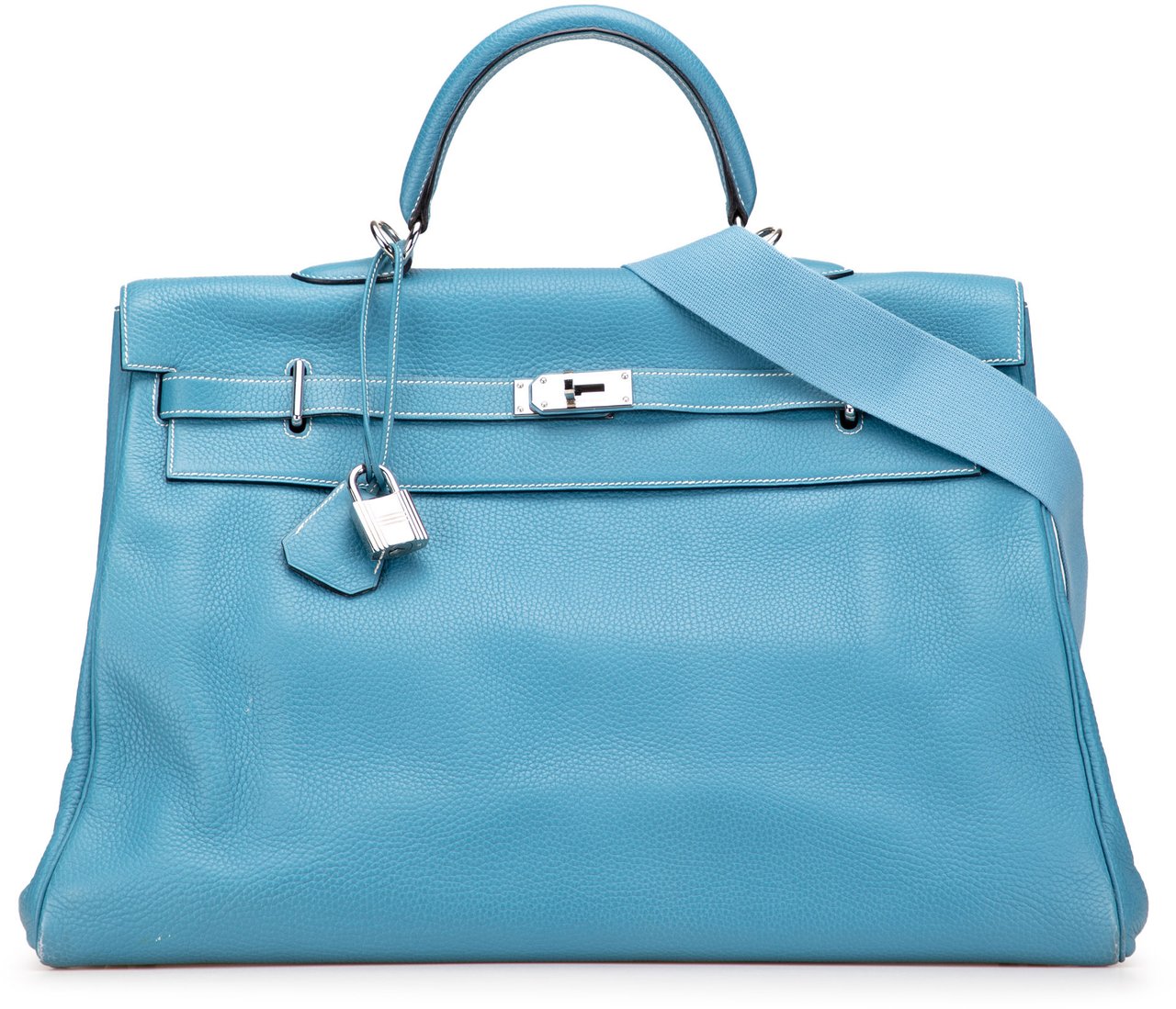 Hermès Clemence Kelly II Relax 50 Voyage Blauw