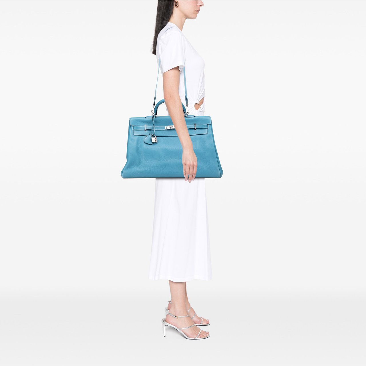 Hermès Clemence Kelly II Relax 50 Voyage Blauw