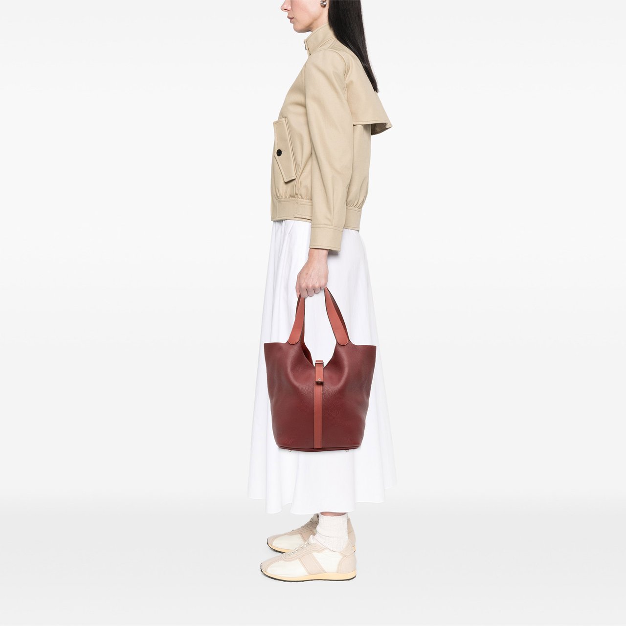 Hermès Bicolor Clemence and Swift Picotin Lock 31 Rood