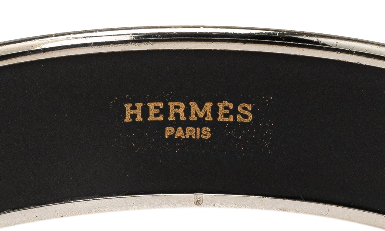 Hermès Wide Enamel Cloisonne Bangle 65 Zwart