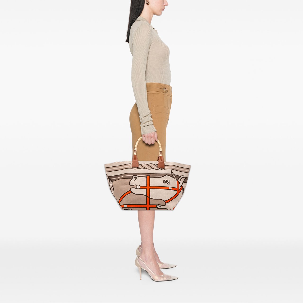 Hermès Toile H Plume Quadrige au Fil Steeple 31 Bruin