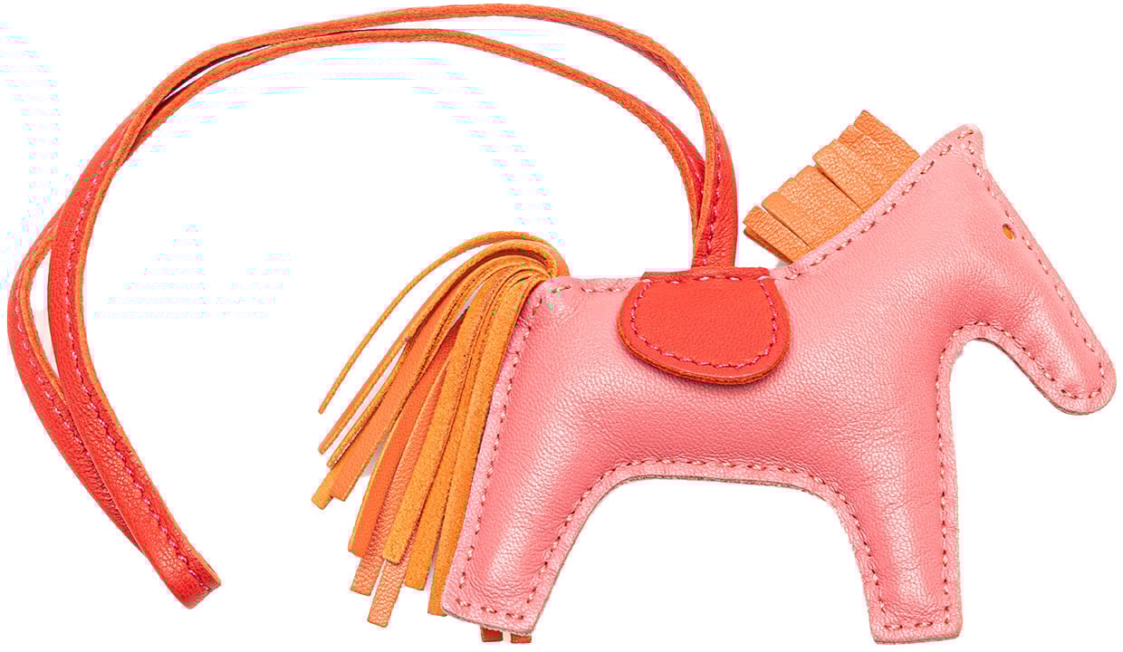 Hermès Milo Lambskin Grigri Rodeo Horse Bag Charm TPM Roze