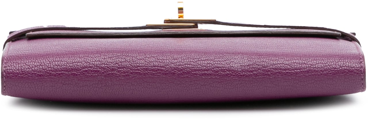 Hermès Chevre Mysore Leather Kelly Long Wallet Paars