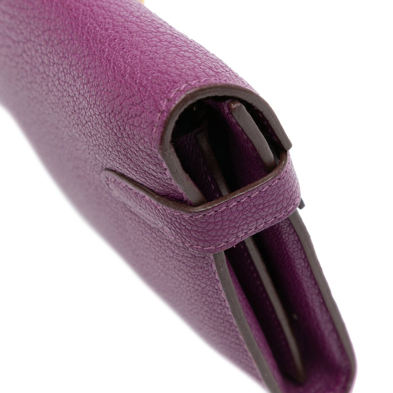 Hermès Chevre Mysore Leather Kelly Long Wallet Paars