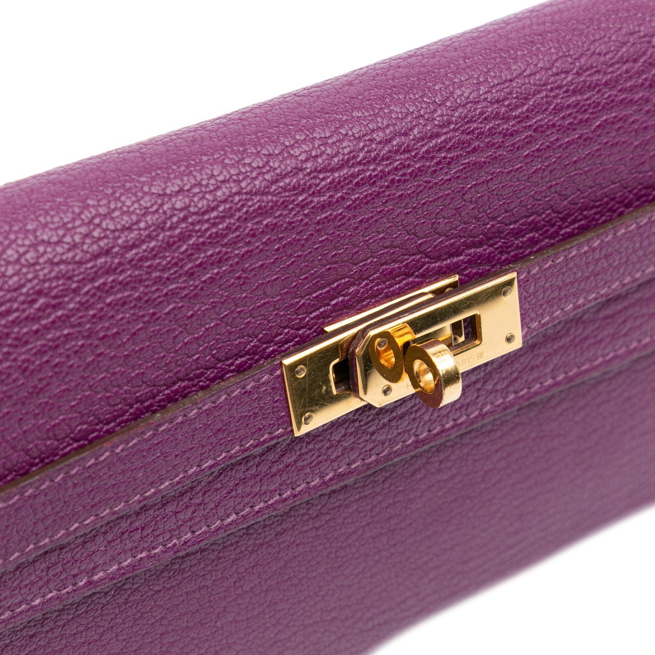 Hermès Chevre Mysore Leather Kelly Long Wallet Paars