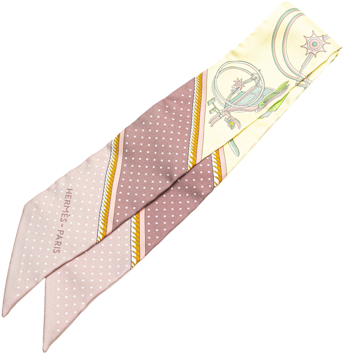 Hermès Les Voitures a Transformation Twilly Silk Scarf Roze