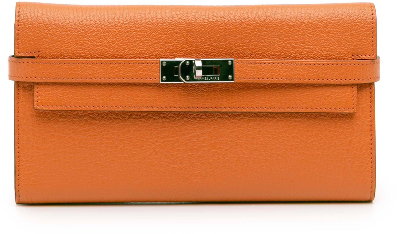 Hermès Chevre Mysore Kelly Longue Wallet Oranje