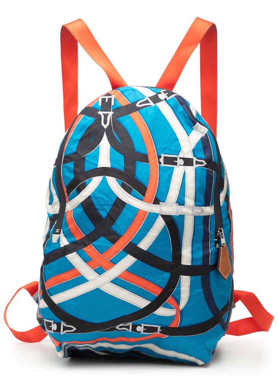 Hermès Silk and Barenia Cavalcadour Airsilk Backpack Blauw