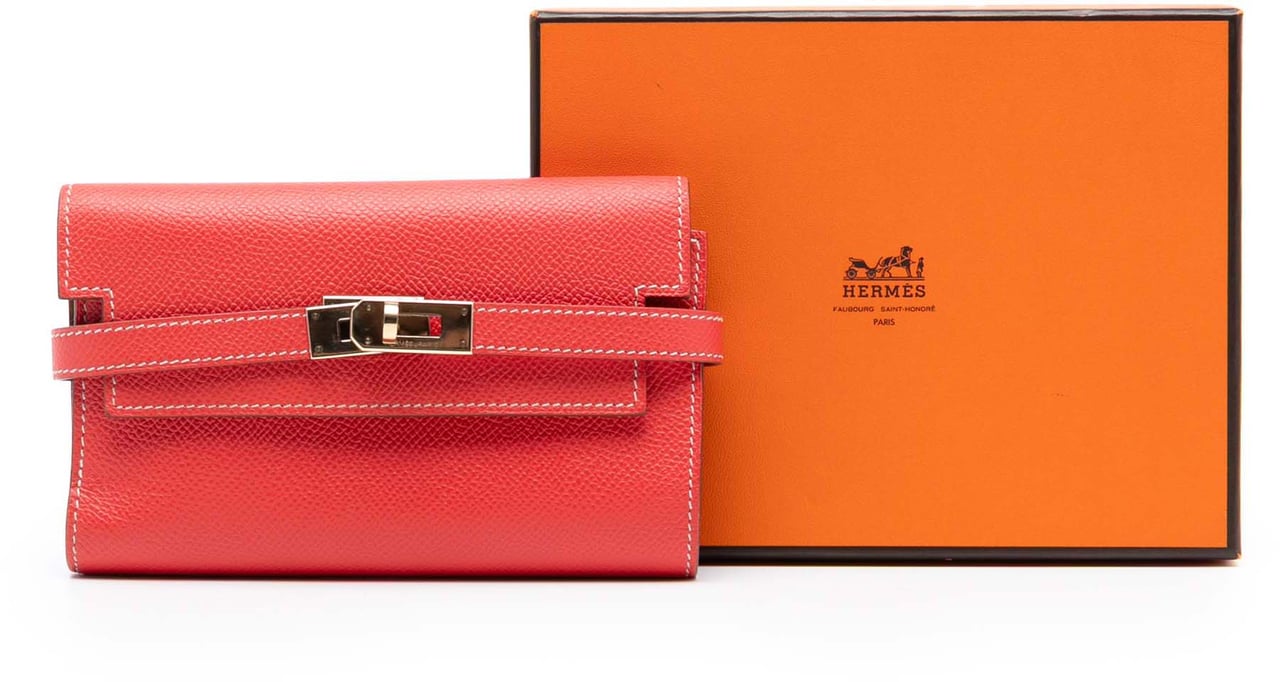 Hermès Epsom Kelly Depliant Wallet Rood