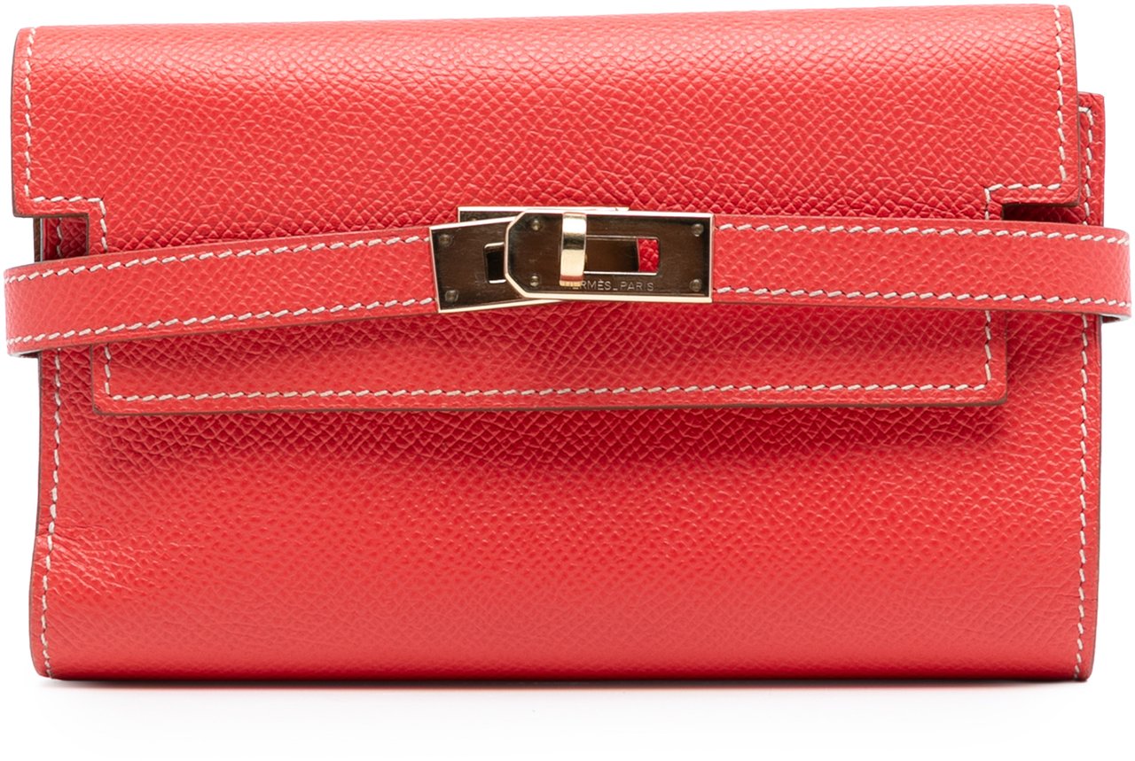 Hermès Epsom Kelly Depliant Wallet Rood