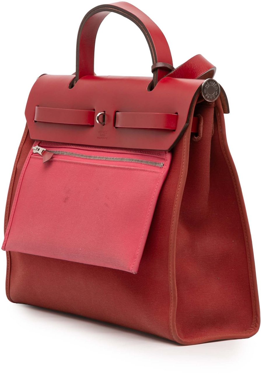 Hermès Toile Herbag Zip Retourne Verso 31 Rood