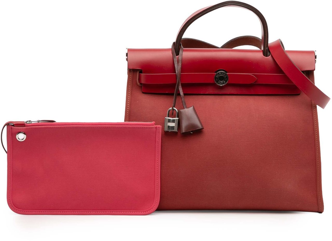Hermès Toile Herbag Zip Retourne Verso 31 Rood