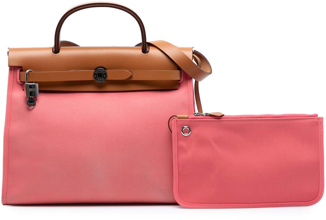 Hermès Toile Herbag Zip 31 Roze