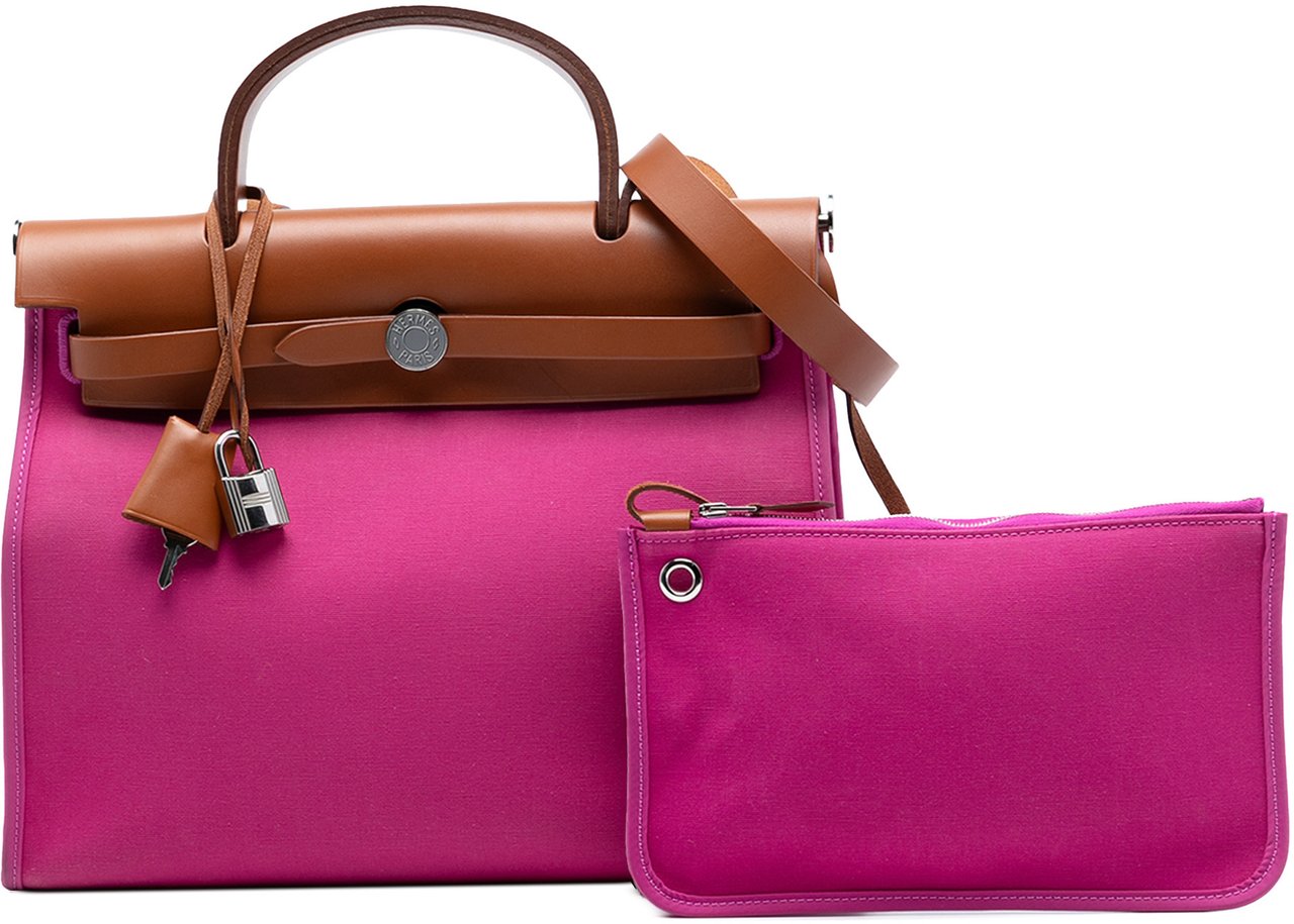 Hermès Toile Herbag Zip 31 Roze