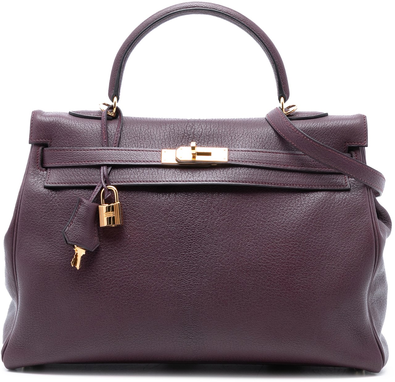 Hermès Chevre Mysore Kelly II Retourne 35 Paars