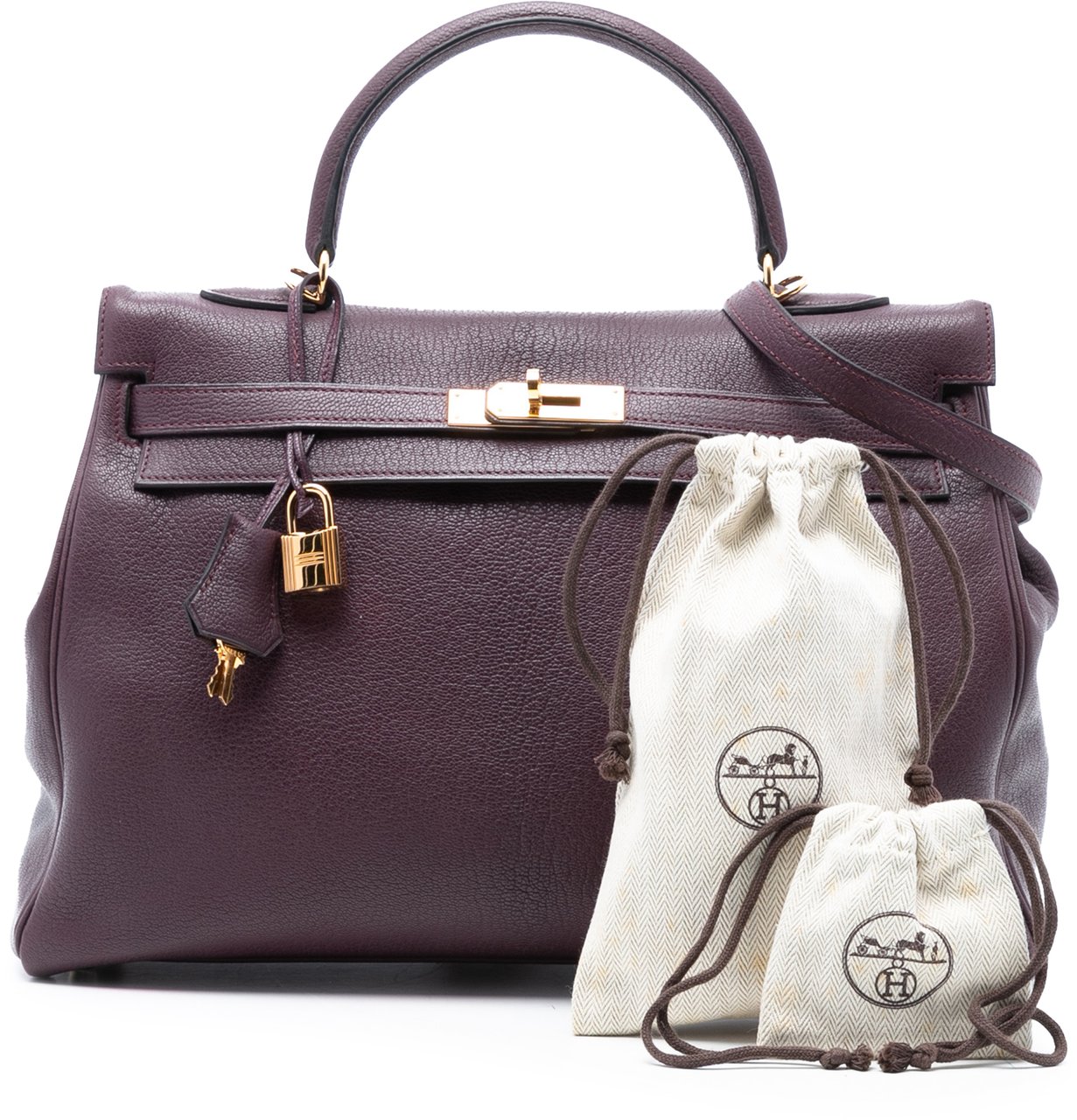 Hermès Chevre Mysore Kelly II Retourne 35 Paars