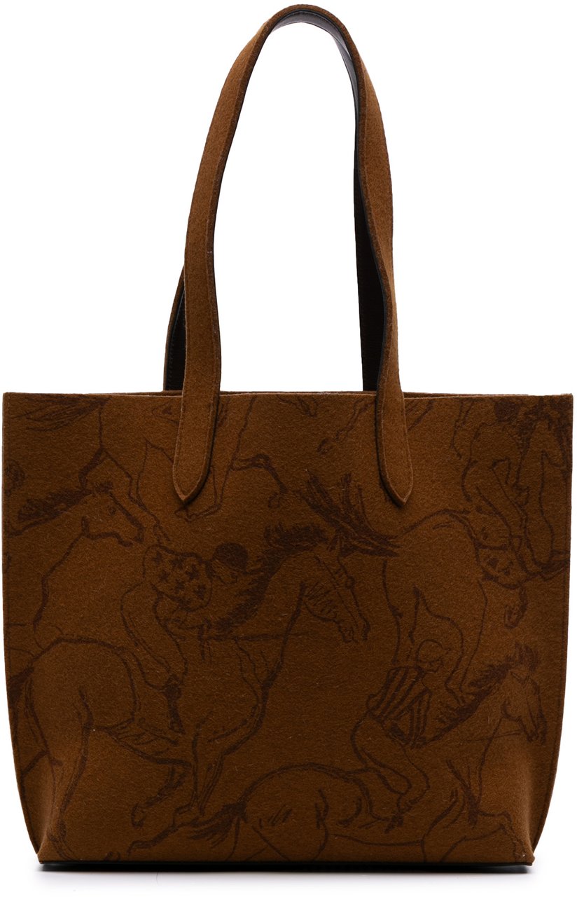 Hermès Printed Felt Carrimi Tote MM Bruin