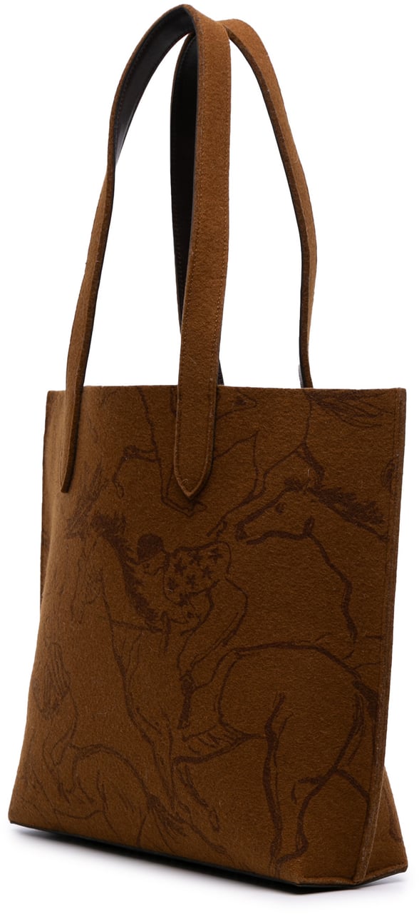 Hermès Printed Felt Carrimi Tote MM Bruin