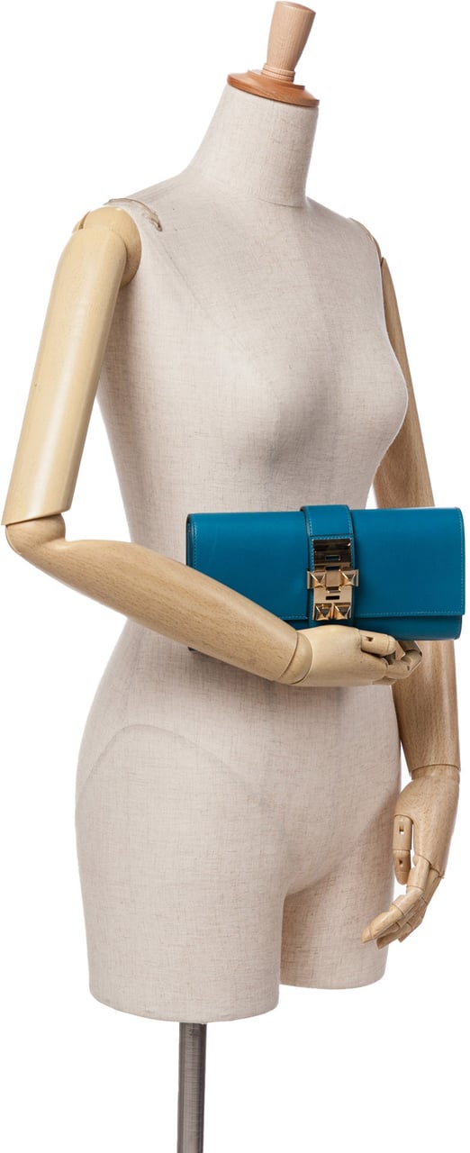 Hermès Tadelakt Medor Clutch 23 Blauw