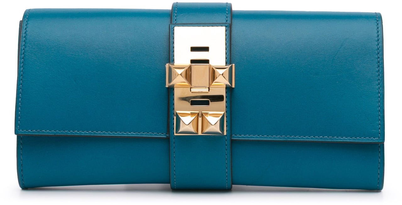 Hermès Tadelakt Medor Clutch 23 Blauw