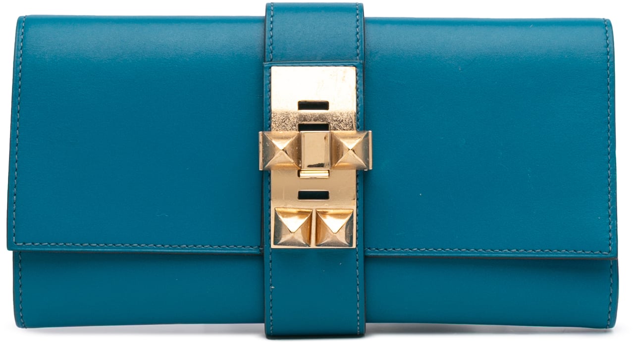 Hermès Tadelakt Medor Clutch 23 Blauw