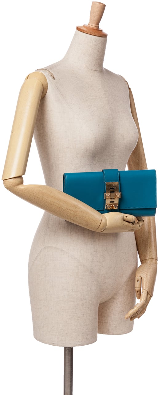 Hermès Tadelakt Medor Clutch 23 Blauw