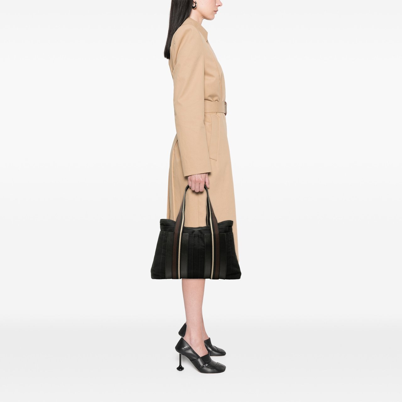 Hermès Canvas Sac Troca Horizontal MM Zwart