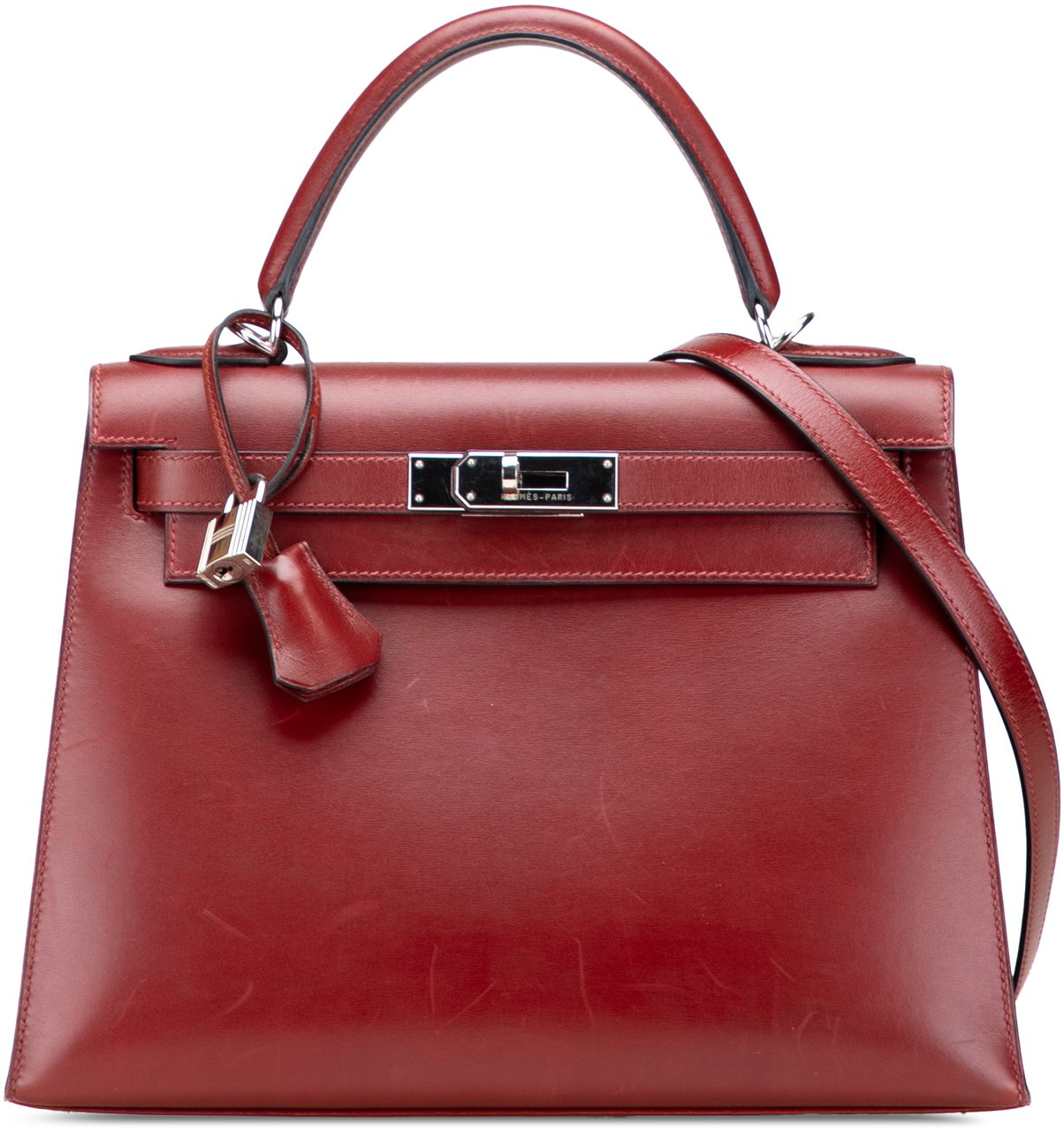 Hermès Box Calf Kelly II Sellier 28 Rood