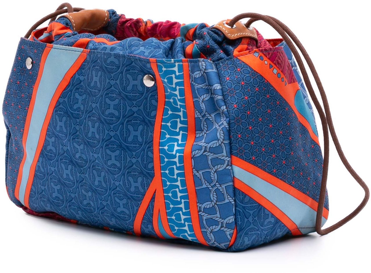Hermès Silk Carre en Cravates Fourbi 25 Bag Insert Pouch Blauw