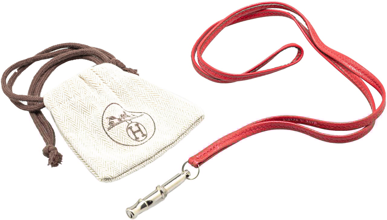 Hermès Leather Ultrasonic Dog Whistle Necklace Rood