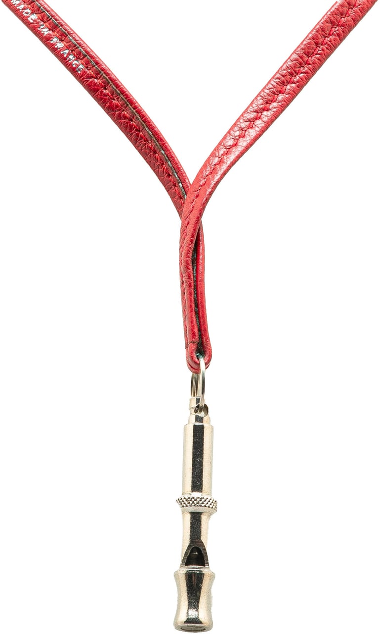 Hermès Leather Ultrasonic Dog Whistle Necklace Rood