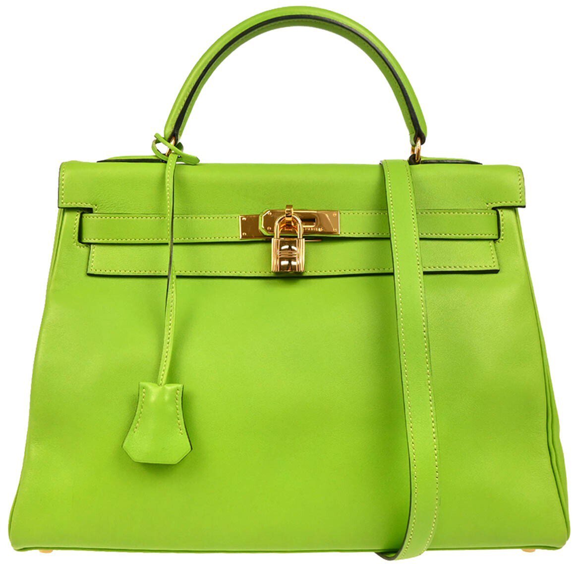 Hermès Hermes Kelly Handbag Green Gulliver with Gold Hardware 32 Groen