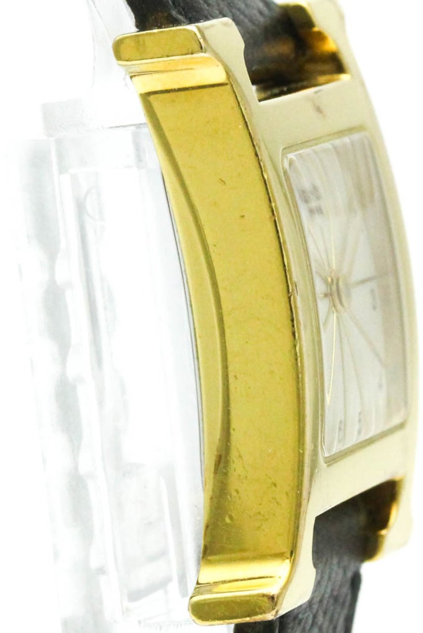 Hermès Hermes Heure H Quartz Plated Metal and Leather 21 Divers