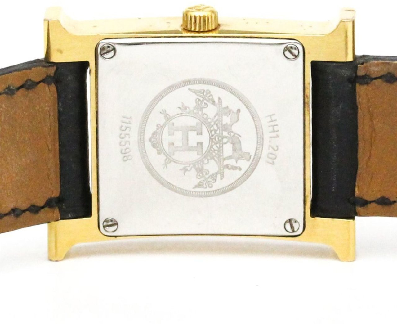 Hermès Hermes Heure H Quartz Plated Metal and Leather 21 Divers