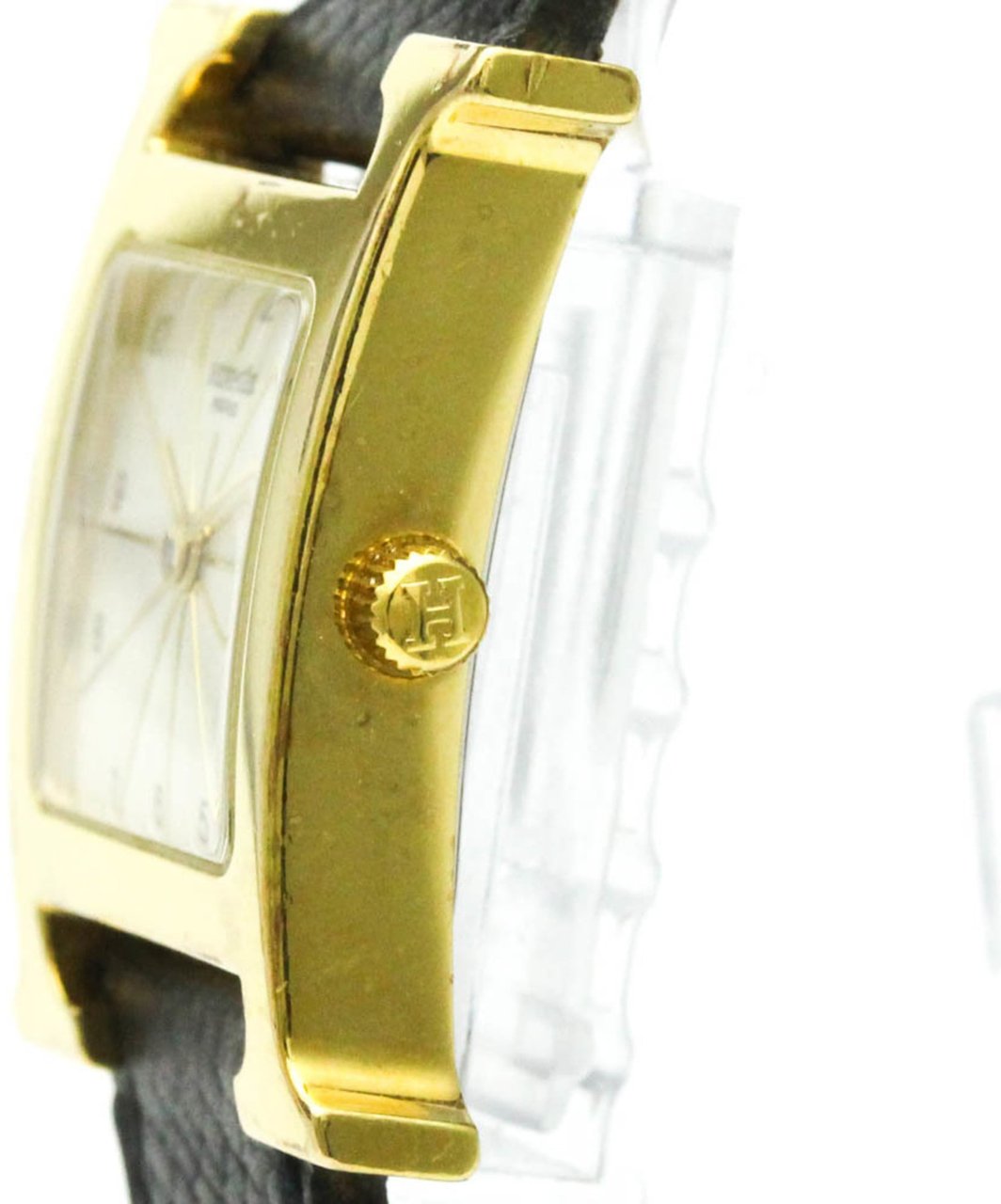 Hermès Hermes Heure H Quartz Plated Metal and Leather 21 Divers