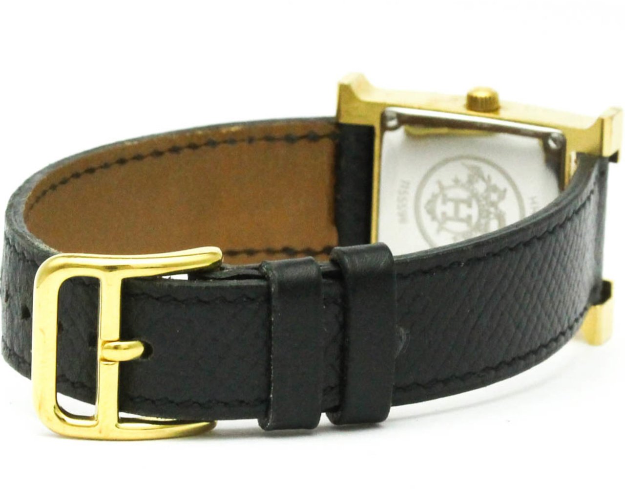 Hermès Hermes Heure H Quartz Plated Metal and Leather 21 Divers